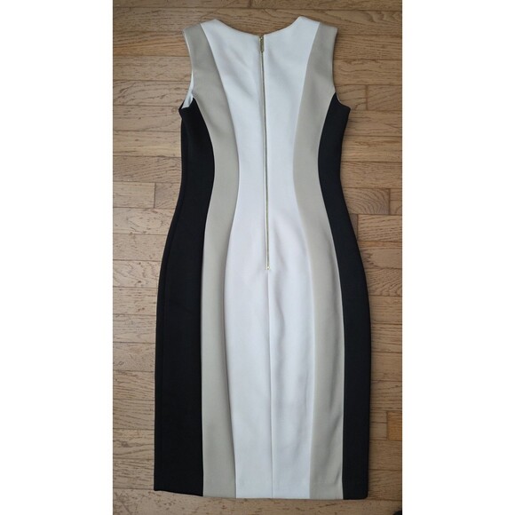 Calvin Klein Women's White Sleeveless Colorblock Side Panel Dress Size 4 - Picture 4 of 8
